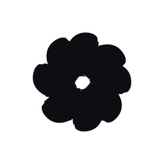 Ink flower petals logo icon black sign Hand drawn floral symbol emblem element Abstract modern cute cartoon design style Fashion print for clothes apparel greeting card banner poster flyer cover badge