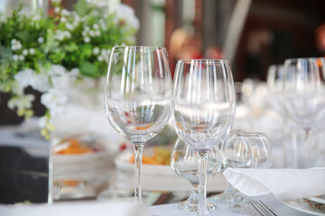 two glasses on the table in the restaurant