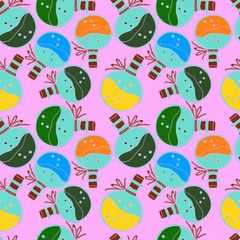 seamless pattern in light pastel colors,  magic drink, bottle with poison, background for wallpaper and fabric, scrapbooking paper