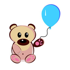Illustration of a teddy bear with an air balloon