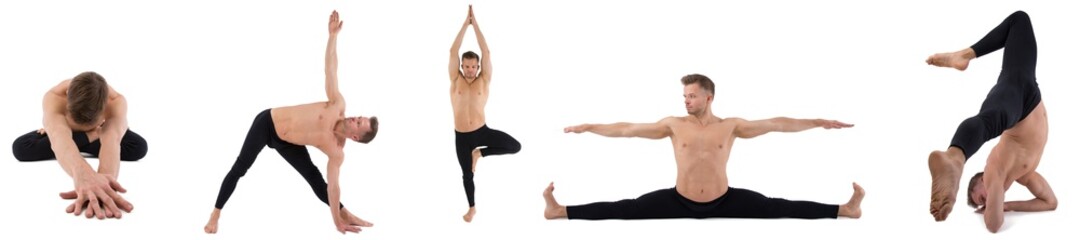 Young attractive man. Yoga, sports and a healthy lifestyle. 