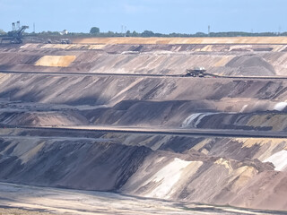 Lignite mining, surreal landscape in Garzweiler in Germany, searching for brown coal