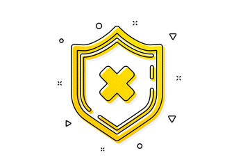 Decline shield sign. Reject protection icon. No security. Yellow circles pattern. Classic reject protection icon. Geometric elements. Vector