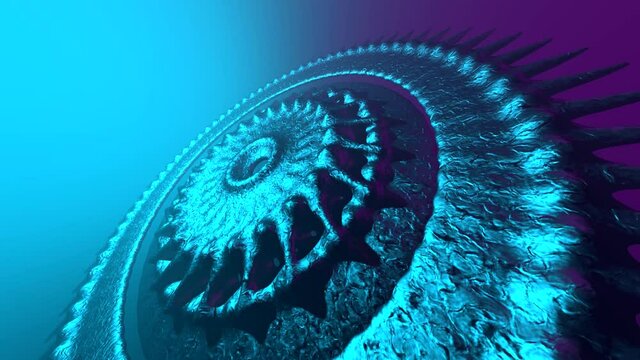Organic ornament with hypnotic circles. Extraterrestrial life form. Abstract art background. Endless loop 3D animation