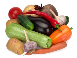Colorful vegetables on white background