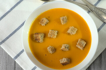 Pumpkin and carrot cream. Autumn recipe