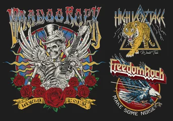 Gordijnen Set of Vintage Rock Concert Style T-shirt Designs.  © Michael Hinkle
