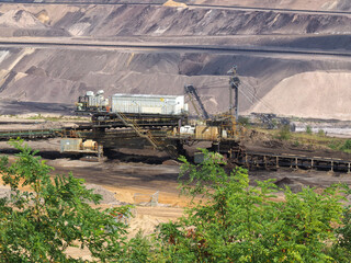 Lignite mining, surreal landscape in Garzweiler in Germany, searching for brown coal