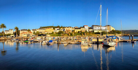 Panoramic view of the picturesque town and harbor of Ortigueira, in the Galicia region of Spain.