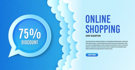 75% Discount. Clouds banner template. Sale offer price sign. Special offer symbol. Speech bubble with special offer. Online shopping banner concept with clouds. Discount promotion. Vector