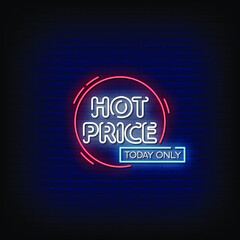 Hot Price Neon Signs Style Text Vector