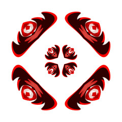 set of red and black hearts