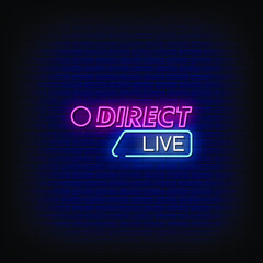 Direct Live Neon Signs Style Text Vector