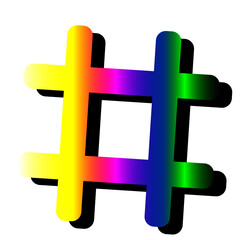 volumetric hashtag symbol. web icon