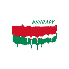 Painted Hungary flag, Hungary flag paint drips. Stock vector illustration isolated on white background