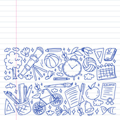 Imagination and creativity icons. School. Reading, chemistry, online education.