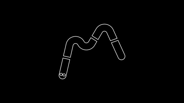 White line Jelly worms candy icon isolated on black background. 4K Video motion graphic animation.