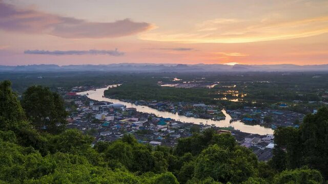 4K time lapse day to night view of Mut see viewpoint famous place to see sunset in Chumphon province, Thailand