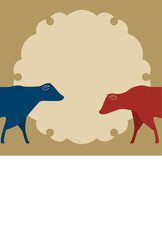 2021年　年賀状　丑年　牛のイラスト