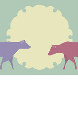 2021年　年賀状　丑年　牛のイラスト