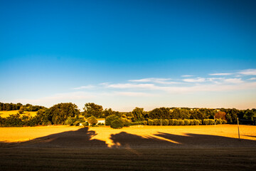 Beautiful sunset on the countryside of Marche in a summer evening