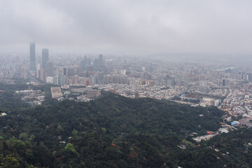 Taipei, Taiwan skyline viewed during the day from Elephant Mountain.