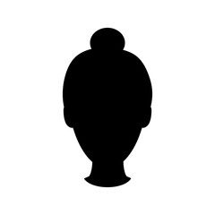 Women head silhouette icon. Human black avatar vector isolated on white. Girl profile picture illustration.