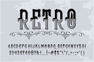 classic lettering, vintage font, gray and white style background,  typeface vector design