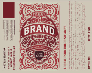 Gin label with floral ornaments