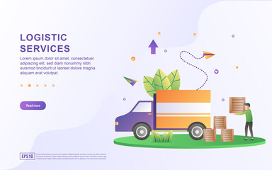 Illustration concept of logistic service get delivered quickly and safely.