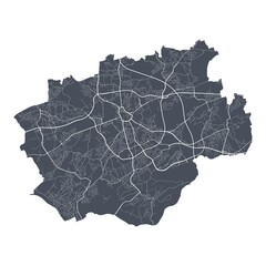 Bochum map. Detailed map of Bochum city poster with streets. Cityscape vector.