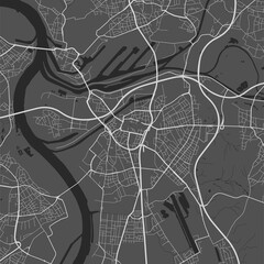 Urban city map of Duisburg. Vector poster. Grayscale street map.