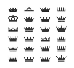 Set of crown icons. Collection of crown awards for winners, champions, leadership. Vector isolated elements 