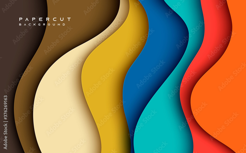 Wall mural abstract fluid colorful papercut background