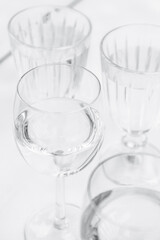Wine glasses on a white background.