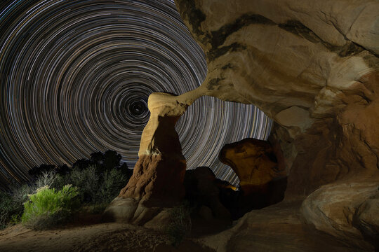 Star Trails at Metate Arch in Escalante Utah