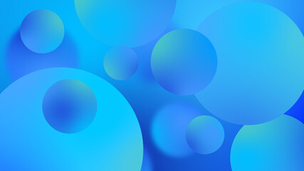 Abstract blue balls geometric gradient color background.