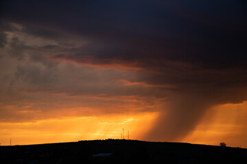 dramatic stormy sunset background summer storm