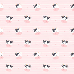 Cute cow seamless pattern background