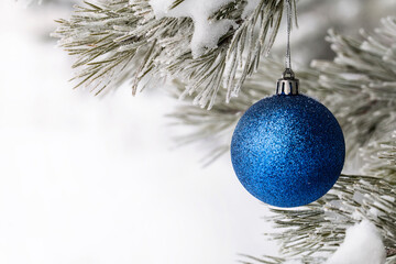 Christmas decorations on the pine branch