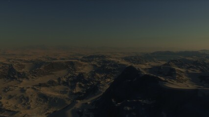 alien Planet, fantasy landscape, view from the surface of an exo-planet, science fiction landscape, 3d Render