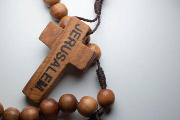 old wooden rosary from jerusalem