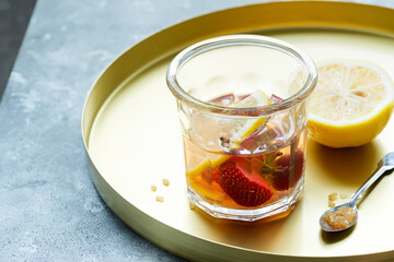 Homemade refreshing drink from natural berries and lemon.