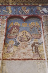 Fototapeta na wymiar Fresco on the outer wall of the Saint Nicholas Church from Brasov Transylvania, Romania