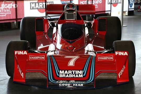 21 April 2018: Historic F1 car Brabham BT45 exposed at Motor Legend Festival 2018 at Imola Circuit in Italy.