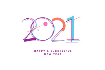 Happy New Year 2021. Modern vector illustration concept for background, greeting card, website and mobile website banner, party invitation card, social media banner, marketing material.