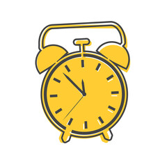 Vector icon alarm clock cartoon style on white isolated background.