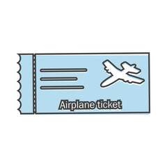 Vector icon airplane ticket cartoon style on white isolated background.
