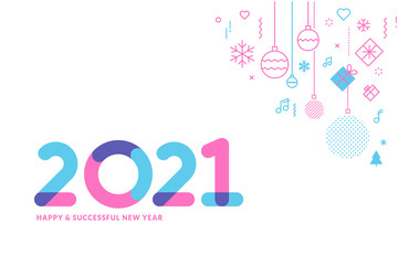 Happy New Year 2021. Modern vector illustration concept for background, greeting card, website and mobile website banner, party invitation card, social media banner, marketing material.