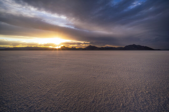 Cloudy Sunset at Bonneville Salt Flats